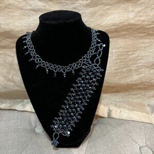 Blue onyx choker necklace and bracelet set - NWT